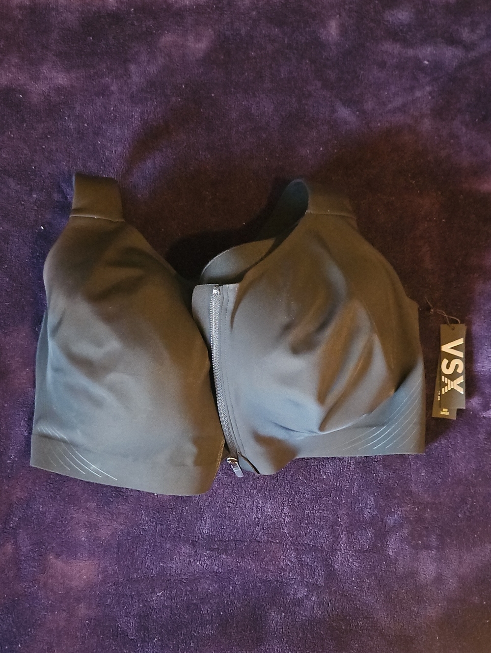 VSX Black Front-Zip High Impact Sports Bra